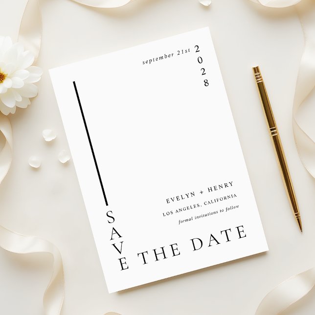 Reserve A Data Minimalist Simple Black Line Modern Wedding (Criador carregado)