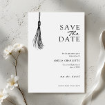 Reserve A Data Minimalist Tassel Graduation Party<br><div class="desc">Announce your upcoming graduation celebration with this minimalist tassel graduation party Save the Date card. The design features a simple hand-drawn tassel illustration paired with clean, modern typography. The black and white style creates a timeless and elegant look that works well for both high school and college graduation celebrations. This...</div>