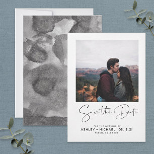 Reserve A Data Minimalist Typography White Photo Save the Date