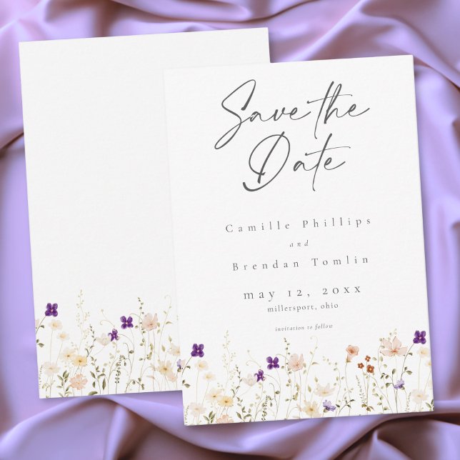 Reserve A Data Minimalist Wildflower Botanical Wedding (Minimalist Wildflower Botanical Wedding Save The Date)