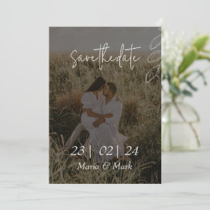 Reserve A Data Minimalista Branco Salve a data com foto, Boho