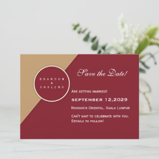 Reserve A Data Minimalista Burgundy & Camel Geométrico