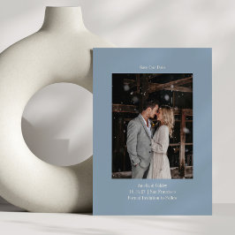 Reserve A Data Minimalista Dusty Blue Elegante Casamento Foto Per