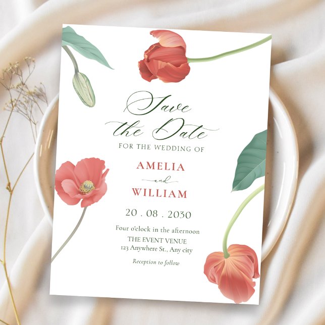Reserve A Data Minimalista floral elegante  (Criador carregado)