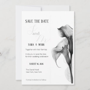 Reserve A Data Minimalista Preto e Branco Calla Lily Save the Dat