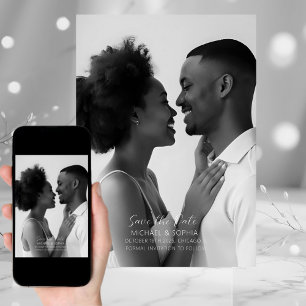 Reserve A Data Minimalista Preto e Branco Save the Date Simples