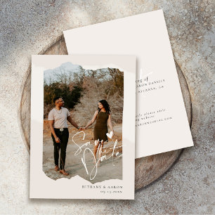 Reserve A Data Minimalista Salvar a Data, Boho Foto Casamento