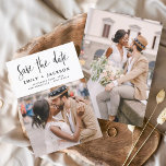 Reserve A Data Minimalista Salvar a data Foto manuscrita<br><div class="desc">Foto de Script Manuscrito Moderno e Elegante Salve o Cartão de Casamento de Data. O cartão de convite para salvar data inclui uma tipografia de chic e na moda com um design simples e minimalista sobre fundo branco ao qual você pode adicionar sua fotografia personalizada de noivado.</div>