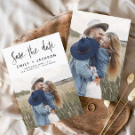 Reserve A Data Minimalista Salvar a data Foto manuscrita<br><div class="desc">Foto de Script Manuscrito Moderno e Elegante Salve o Cartão de Casamento de Data. O cartão de convite para salvar data inclui uma tipografia de chic e na moda com um design simples e minimalista sobre fundo branco ao qual você pode adicionar sua fotografia personalizada de noivado.</div>