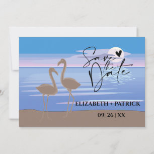 Reserve A Data Minimalista sofisticado, pôr do sol, flamingos