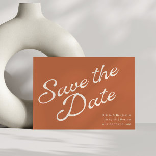 Reserve A Data Minimalista Vintage Elegante Script Terracotta Fer