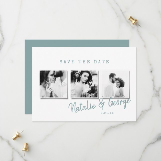 Reserve A Data Mínimo de casamento com fotos na moda (Frente/Verso In Situ)