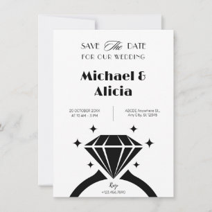 Reserve A Data Mínimo de casamento do anel de diamante preto e br