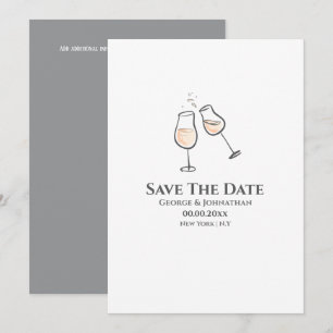 Reserve A Data Mínimo de ilustração de óculos de champanhe simple