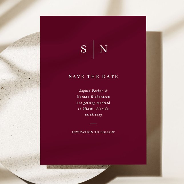 Reserve A Data Mínimo e Chic | Casamento Burgundy (Criador carregado)