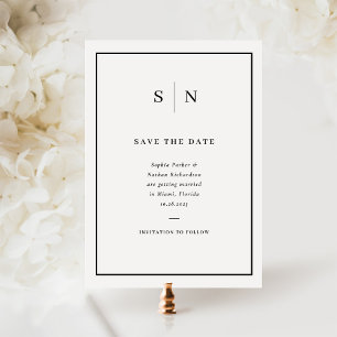 Reserve A Data Mínimo e Chic   Casamento de fronteira negra e bra