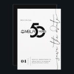 Reserve A Data Mínimo Moderno | 50ª Gala Salvar a Data<br><div class="desc">Esse mínimo de salvamento da placa de data apresenta "salvar a data" em um belo script livre que pode ser alterado para qualquer cor. A cor de fundo também pode ser personalizada. Essas placas projetadas profissionalmente são rapidamente personalizáveis. Adicione seu texto personalizado a este design usando as caixas "Editar este...</div>