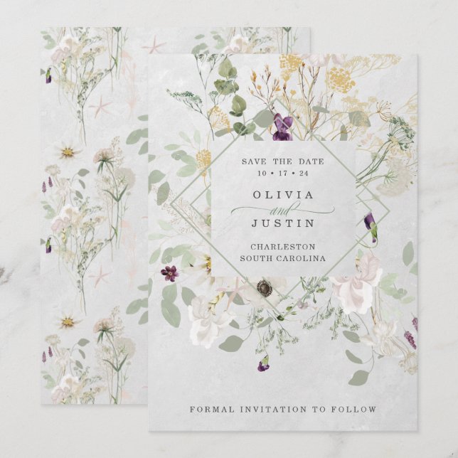 Reserve A Data Misty Wildflower | Cinzas Delicadas Geométricas (Frente/Verso)