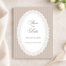 Mocha Brown Stripe Lace Doily Wedding