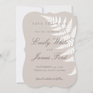 Reserve A Data Mocha Taupe Branco Feto 5x7 Simplesmente Elegante