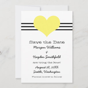 Reserve A Data Mod Heart Save the Date Invite, amarelo