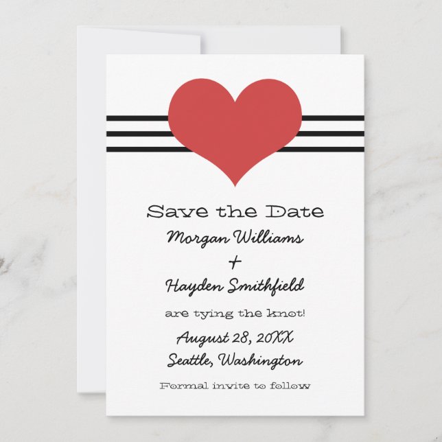 Reserve A Data Mod Heart Save the Date Invite, Red (Frente)