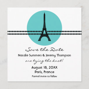 Reserve A Data Mod Parisiense Dots Save the Date Invite, Aqua
