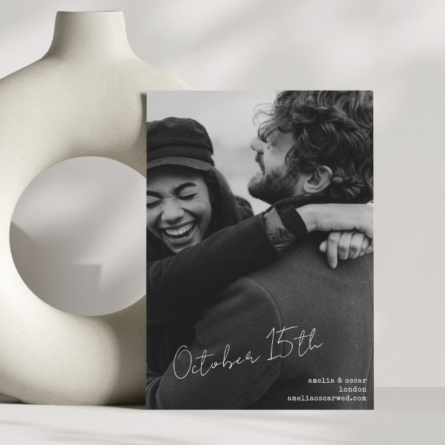 Reserve A Data Modern Aesthetic Black and White Wedding (Criador carregado)