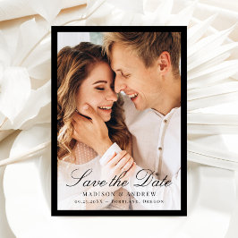 Reserve A Data Modern Black Border Photo Wedding