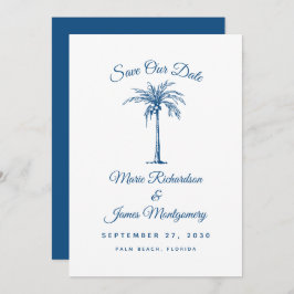 Reserve A Data Modern Blue Beach Wedding Salvar a Data