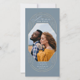 Reserve A Data Modern Boho Dusty azul & Dourado Salvar a Foto da 
