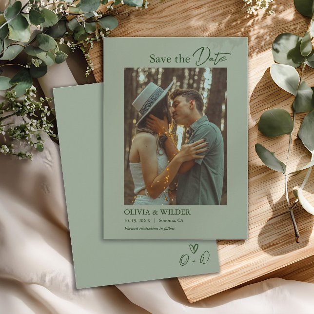 Reserve A Data Modern Boho Sage Green Wedding (Criador carregado)
