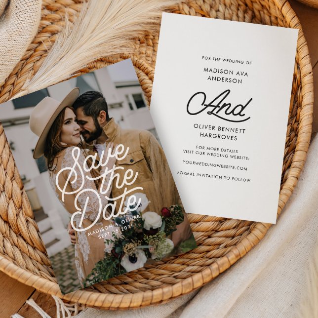Reserve A Data Modern Bold Salva O Casamento Fotográfico De Data (Criador carregado)