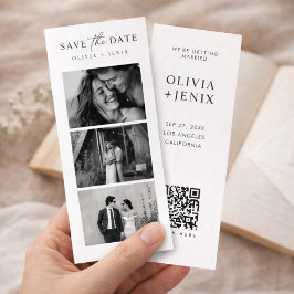 Reserve A Data Modern Bookmark Photo Strip QR Code Wedding