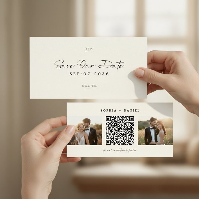 Reserve A Data Modern Bookmark QR Code 2 Photo Save the Date (Criador carregado)