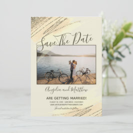 Reserve A Data Modern Brown Dourado Glitter Spark Salve A Foto Da