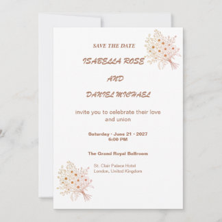Reserve A Data Modern Brown Line Art  Save the Date Wedding Card
