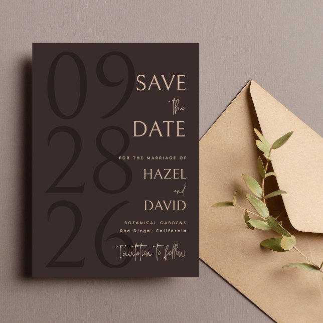 Reserve A Data Modern Brown Minimalist Wedding (Criador carregado)