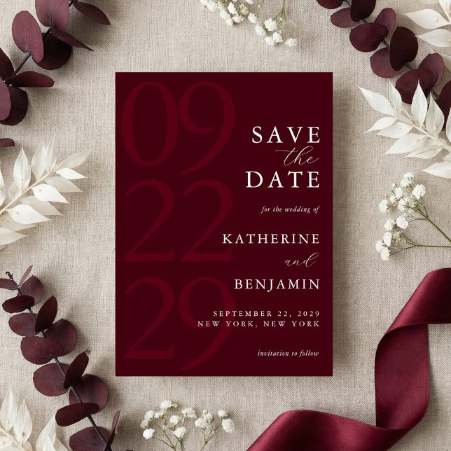 Reserve A Data Modern Burgundy Minimalist Wedding (Criador carregado)