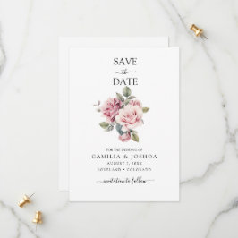 Reserve A Data Modern Chic Elegant Romantic Pink Rose Wedding