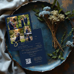 Reserve A Data Modern Collage 5-Photo Wedding Navy Blue<br><div class="desc">Modern Collage Wedding 5-Photos Navy Blue & Faux Gold Script Typography Save the Date Card Design with Back QR Code. This elegant wedding Save the Date card design features a modern collage composed of five carefully arranged photographs that beautifully showcase some of the most meaningful moments of the couple. The...</div>