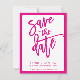 Reserve A Data MODERN couple script lettering fushcia pink border