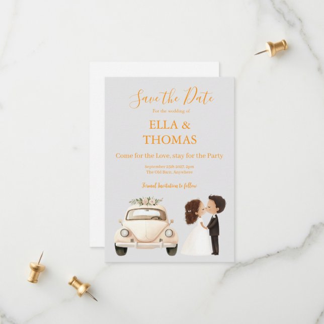 Reserve A Data Modern Cute Marigold Text  (Frente/Verso In Situ)