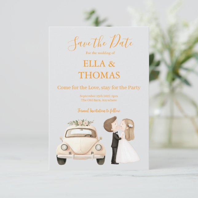 Reserve A Data Modern Cute Marigold Text  (Em pé/Frente)