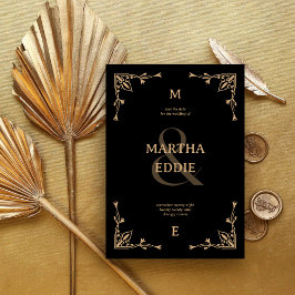 Reserve A Data Modern Deco | Black and Gold Photo Back Wedding