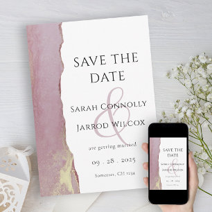 Reserve A Data Modern Dusty Pink Plana Salvar A Placa Date