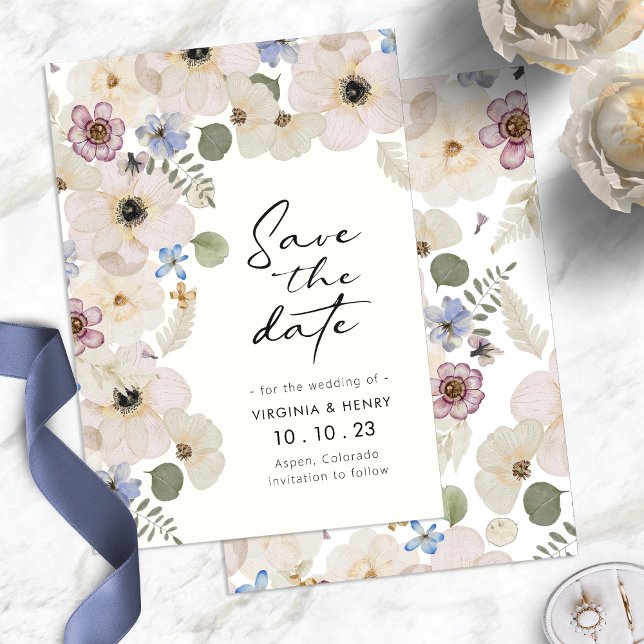 Reserve A Data Modern Floral (Modern Watercolor Boho Floral Save The Date by Painted Paperie
)