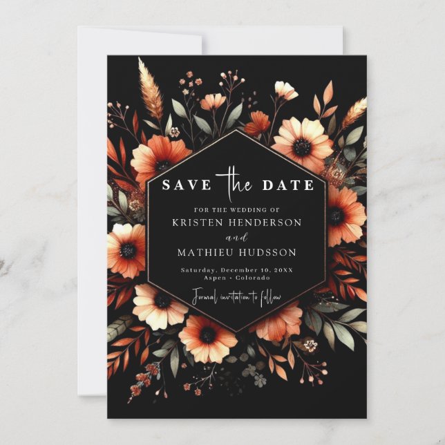 Reserve A Data Modern Floral Terracotta Wedding (Frente)