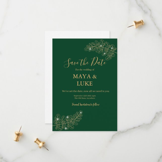 Reserve A Data Modern Gold leaves Emerald Green (Frente/Verso In Situ)