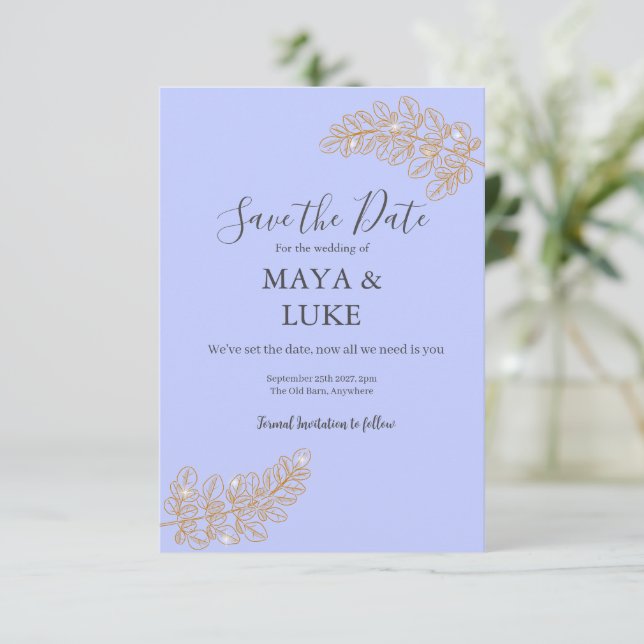 Reserve A Data Modern Gold leaves Lavender colour (Em pé/Frente)